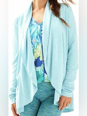 LIKE NEW Lilly Pulitzer Cassine Cardigan Sparkling Blue Heather L